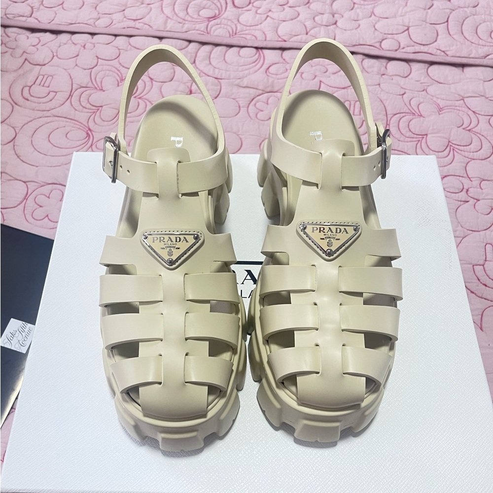Prada Monolith Caged Sandals